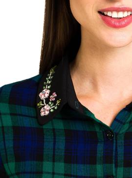 Camisa Naf Naf Cuadros Pedrería Para Mujer