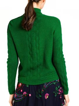 Jersey Naf Naf Verde Cuello Abierto Para Mujer