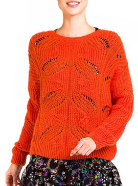 Jersey Naf Naf Troquelados Naranja Para Mujer