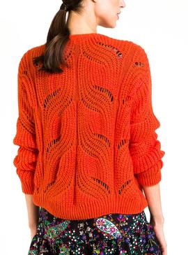 Jersey Naf Naf Troquelados Naranja Para Mujer