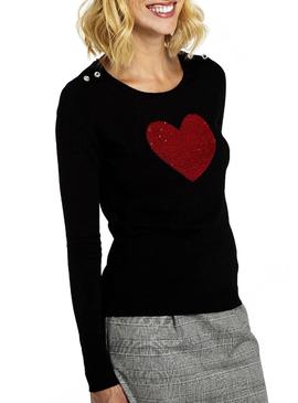 Jersey Naf Naf Negro Corazón Para Mujer