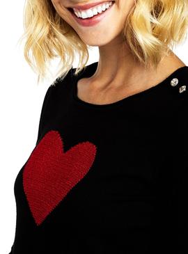 Jersey Naf Naf Negro Corazón Para Mujer