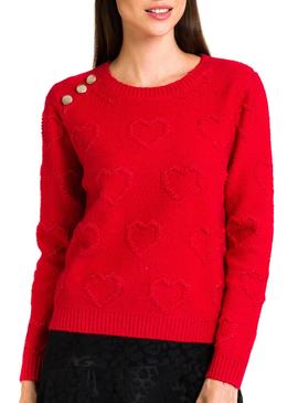 Jersey Naf Naf Rojo Botones Dorados Para Mujer