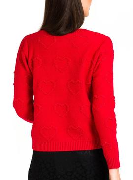 Jersey Naf Naf Rojo Botones Dorados Para Mujer