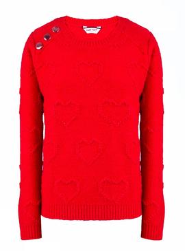 Jersey Naf Naf Rojo Botones Dorados Para Mujer