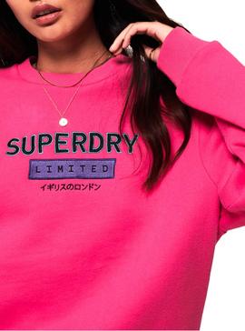 Sudadera Superdry Appliquer Fucsia Mujer