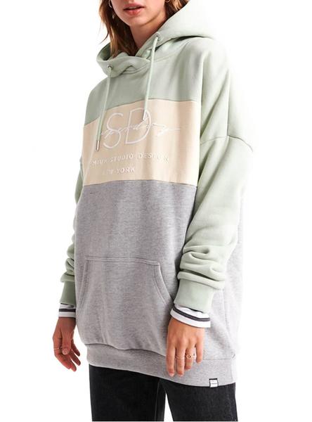Sudadera Superdry Colour Block Gris Mujer