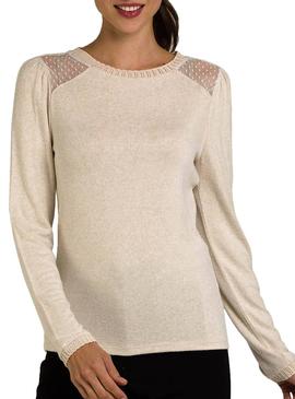 Jersey Naf Naf Plumeti Beige Para Mujer