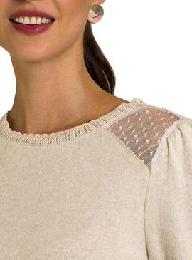 Jersey Naf Naf Plumeti Beige Para Mujer