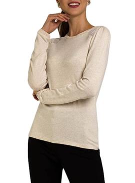 Jersey Naf Naf Plumeti Beige Para Mujer