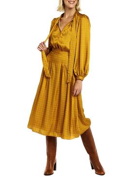 Vestido Naf Naf Amarillo Satinado Para Mujer