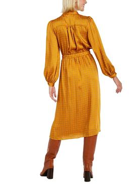 Vestido Naf Naf Amarillo Satinado Para Mujer