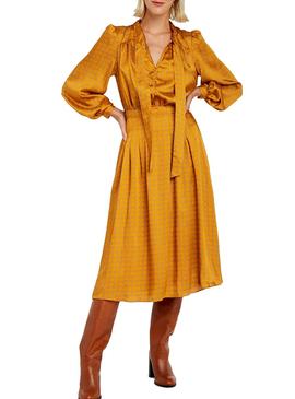 Vestido Naf Naf Amarillo Satinado Para Mujer