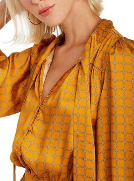 Vestido Naf Naf Amarillo Satinado Para Mujer