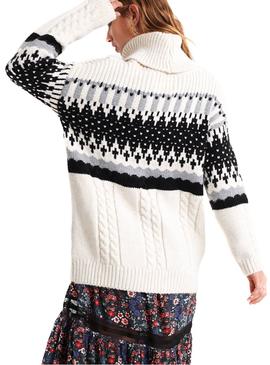 Jersey Superdry Intarsia Blanco Mujer 