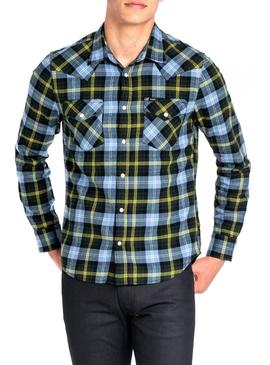 Camisa Lee Western Azul Hombre