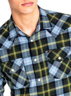 Camisa Lee Western Azul Hombre