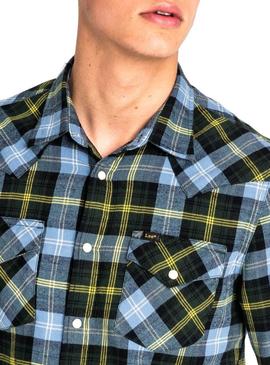 Camisa Lee Western Azul Hombre