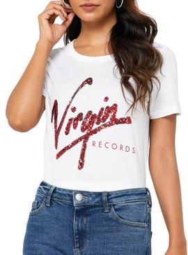 Camiseta Only Record Blanco Mujer