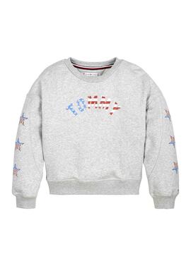 Sudadera Tommy Hilfiger USA Gris Niña