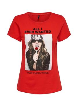 Camiseta Only Pacey Rojo Mujer
