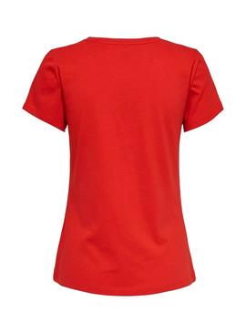 Camiseta Only Pacey Rojo Mujer