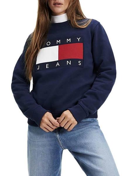 Sudadera Tommy Jeans Flag Marino Mujer