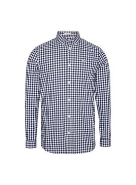 Camisa Tommy Jeans Gingham Azul Para Hombre