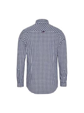Camisa Tommy Jeans Gingham Azul Para Hombre