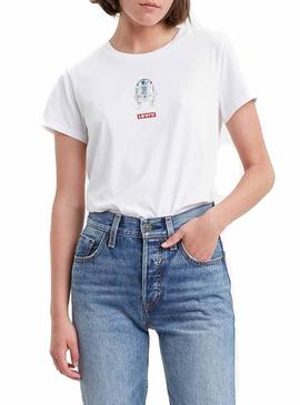 Camiseta Levis Star Wars R2D2 Blanco Para Mujer