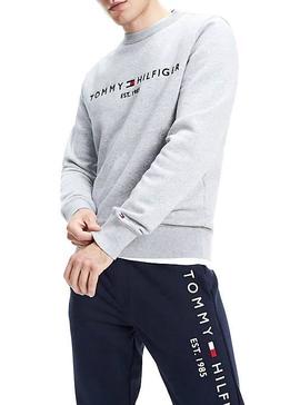 Sudadera Tommy Hilfiger Logo Gris Para Hombre