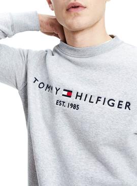 Sudadera Tommy Hilfiger Logo Gris Para Hombre
