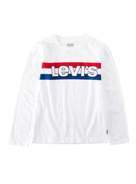 Camiseta Levis Striped Blanca Niña y Niño