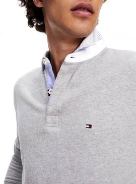 Polo Tommy Hilfiger Iconic Rugby Gris Para Hombre