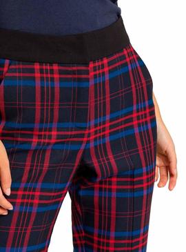 Pantalón Naf Naf Cuadros Marino Para Mujer