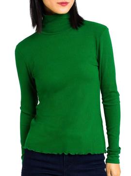 Camiseta Naf Naf Acanalada Verde Para Mujer