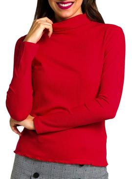 Camiseta Naf Naf Acanalada Rojo Para Mujer