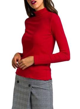 Camiseta Naf Naf Acanalada Rojo Para Mujer