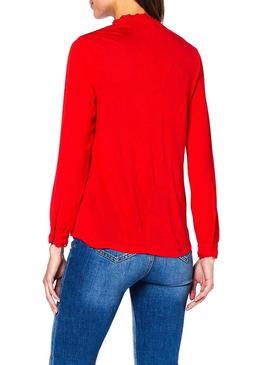 Camisa Naf Naf Puntilla Rojo Para Mujer