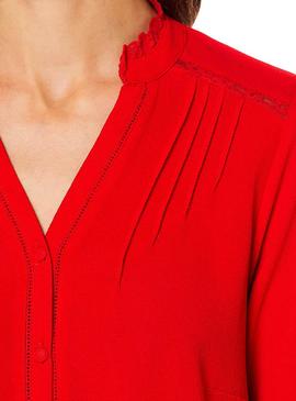 Camisa Naf Naf Puntilla Rojo Para Mujer