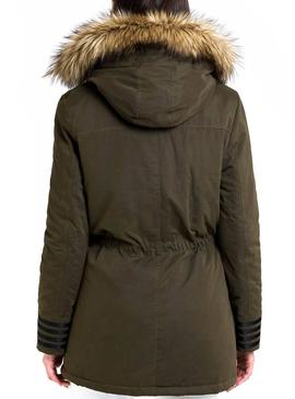 Parka Naf Naf Verde Pelo Animal Print Para Mujer