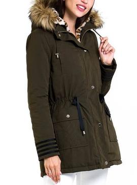 Parka Naf Naf Verde Pelo Animal Print Para Mujer