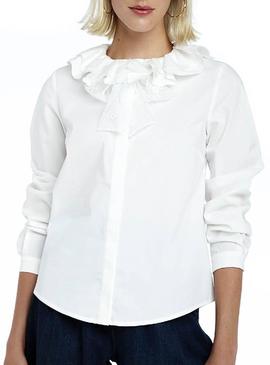 Camisa Naf Naf Volantes Blanco Para Mujer