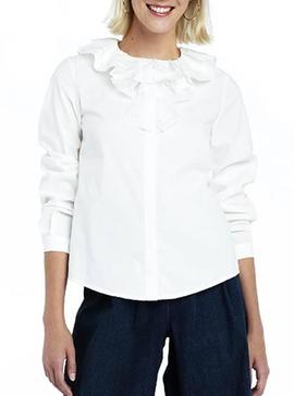 Camisa Naf Naf Volantes Blanco Para Mujer