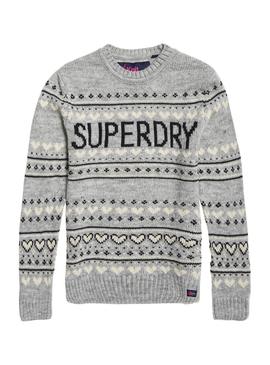 Jersey Superdry Cleveland Fairisle Gris