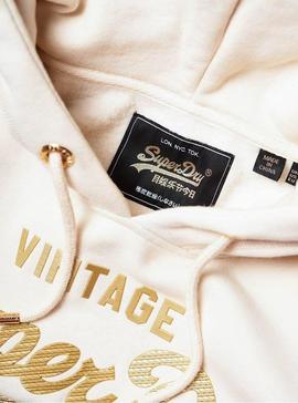 Sudadera Superdry Logo Premium Blanca Mujer