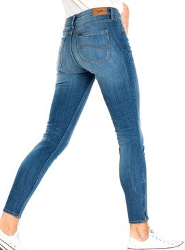 Pantalon Vaquero Lee Scarlett Cropped Azul Mujer