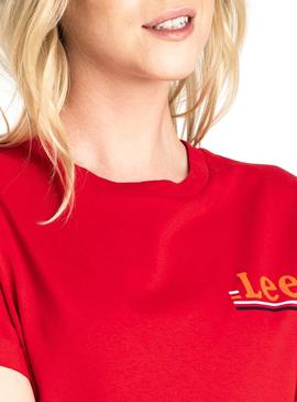 Camiseta Lee Chest Logo Tee Roja Mujer