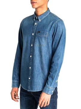 Camisa Lee Button Down Denim Hombre