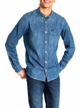 Camisa Lee Button Down Denim Hombre